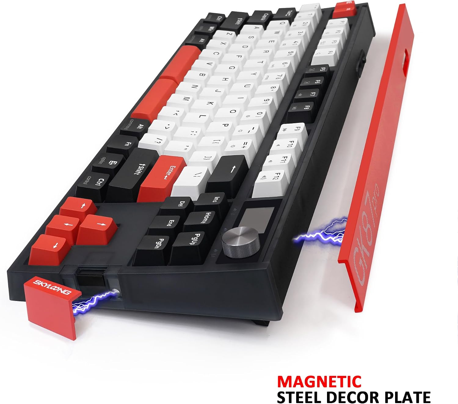 MOLGRIA SKYLOONG GK87 Double-Shot Keycaps RGB Backlit Gaming Keyboard, Hot Swappable Brown KTT Machinery Switches, Triple-Mold Connection with Knobs and LCD Display Dual-Space Mechanical Keyboard