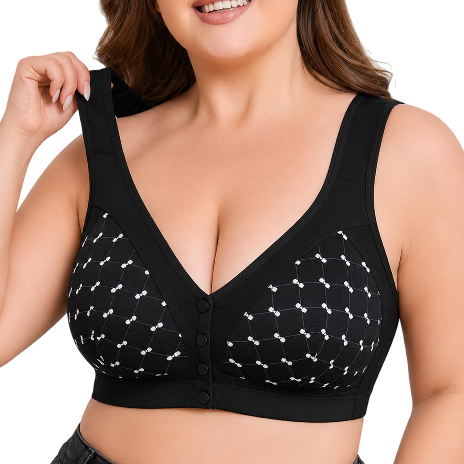Set Reggiseni Donna Senza Ferretto Confezione da 3, Reggiseno Chiusura Frontale Comodo e Morbido, Reggiseno Taglie Forti per Seno Abbondante con Spalline Larghe, Intimo Donna