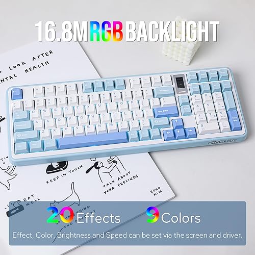Miniatura 7 de MechLands Vibe99 - Teclado inalámbrico para juegos con pantalla de 1.06 pulgadas, teclado mecánico cremoso intercambiable en caliente al 96% con
