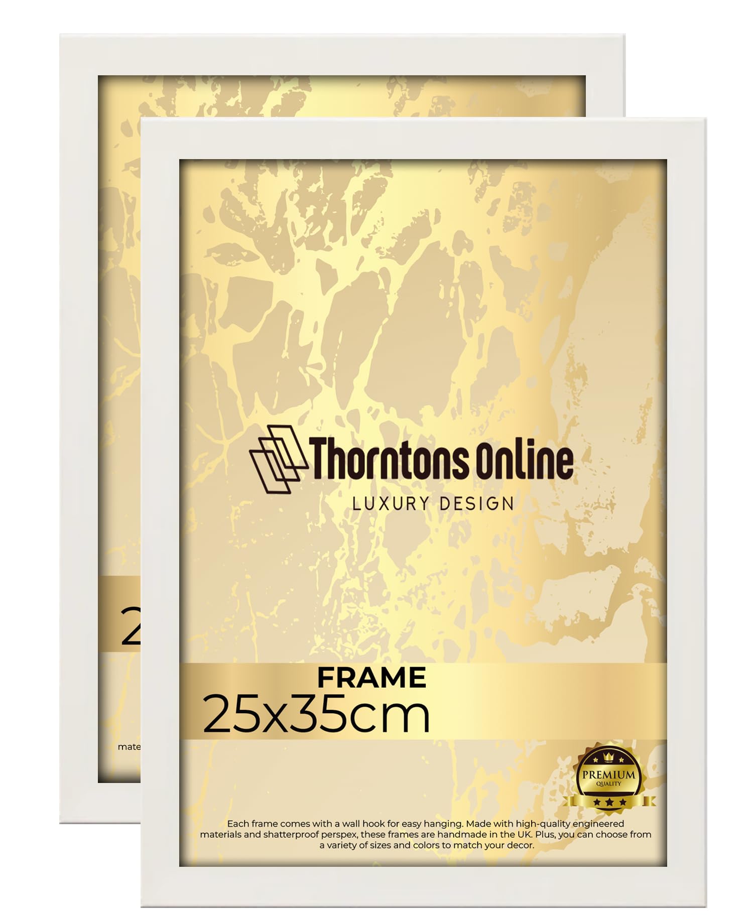 Throntons Set of 2 White Frames B4-25 × 35 cm MDF Wood Photo Picture Poster Frame with Acrylic Glass Portrait or Landscape Wall Mount Decoration