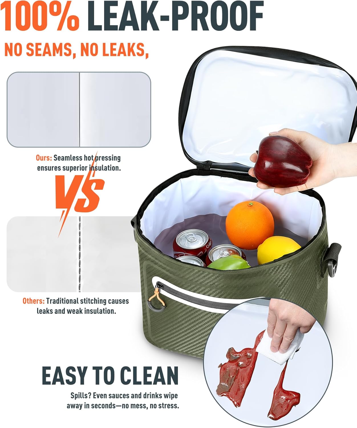 Soft-Sided Cooler Bag, 8/16 Can Insulated Lunch Box, Waterproof, Leak-Proof, Portable Lunch Bag for Work, Beach, Drink, Travel, Camping, Picnic, Gift