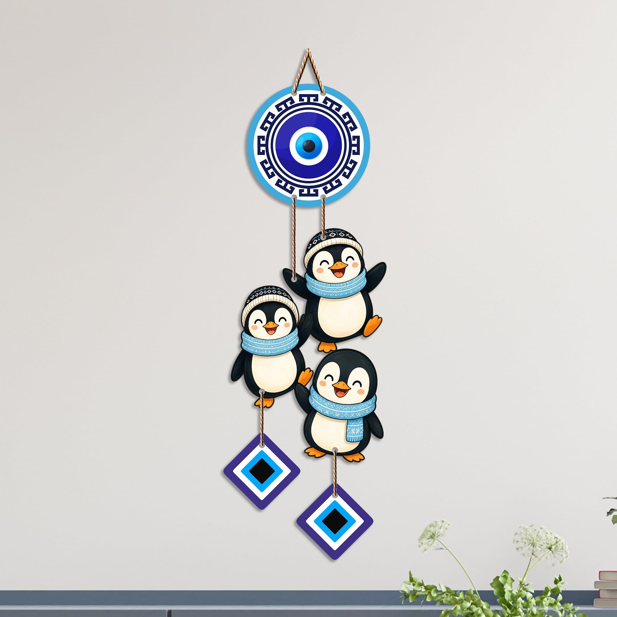 Cute Penguin Eye Wall Hanging - Nazar Protection -2 Cute Penguin Eye Wall Hanging - Nazar Protection -2