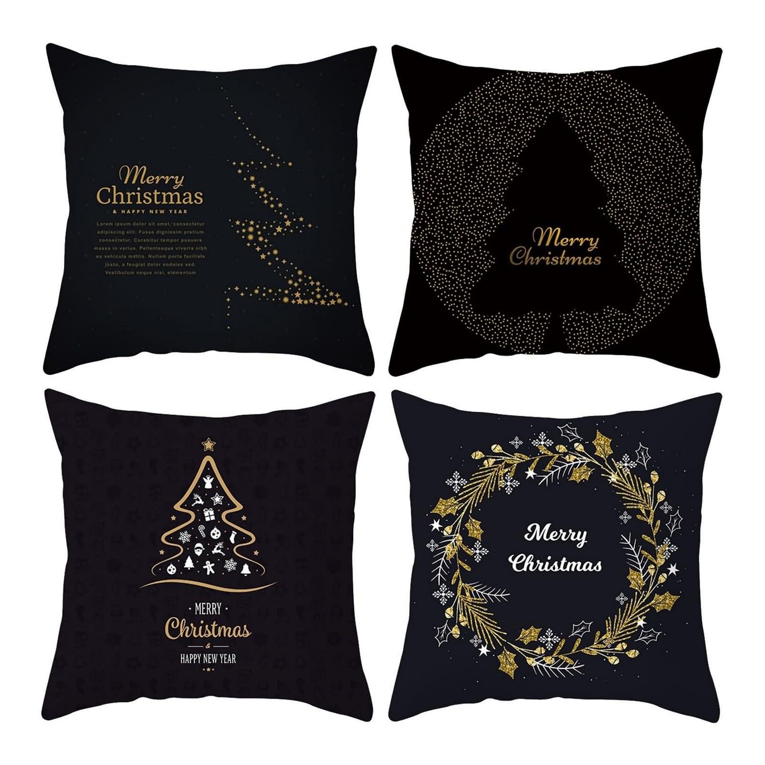 Housses coussin soie aspect noir 50x50cm fermeture zippée finitions premium