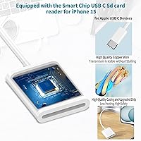 Vista 4 de (Certificado MFi) Lector de cámara de tarjetas USB C a SD, lector de tarjetas esbeecables SD para iPhone15, visor de cámara de rastro, adaptador