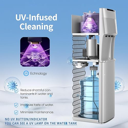 Miniatura 4 de Dispensador de enfriador de agua de carga inferior autolimpiante para botellas de 3 a 5 galones, frío caliente y habitación, bloqueo de seguridad
