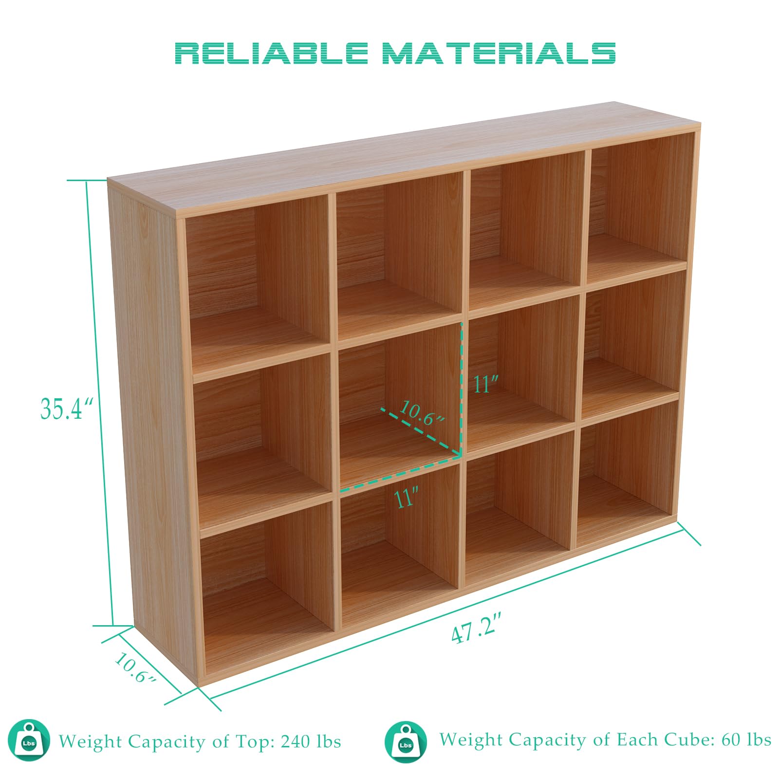 Amazon.com: OSCHF 12-Cube Storage Shelf Bookcase - Wooden 3-Tier