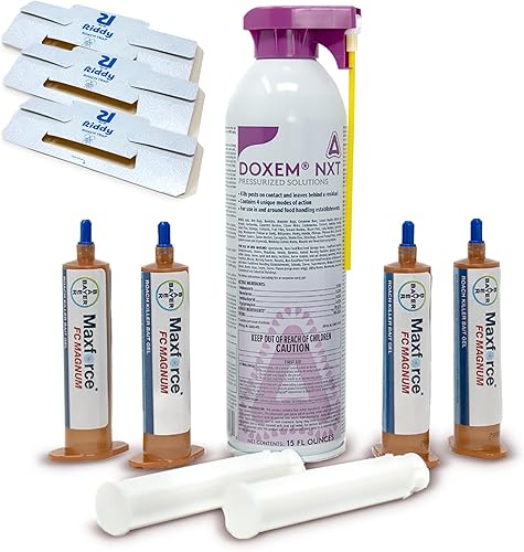Riddy German Roach Combo Kit, Includes Maxforce FC Magnum Bait and Doxem NXT Aerosol for Long-Lasting Cockroach Prevention