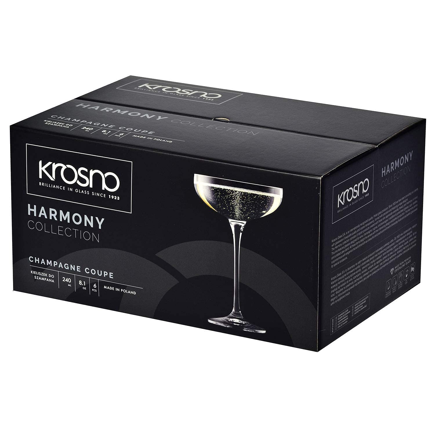 Krosno Weißwein- und Champagnergläser 12er Set, 6x 450 ml and 6x 240 ml | Champagnerschale und Große Weißweingläser – Elegantes Kristallglas – Ideal für Zuhause, Restaurants und Partys