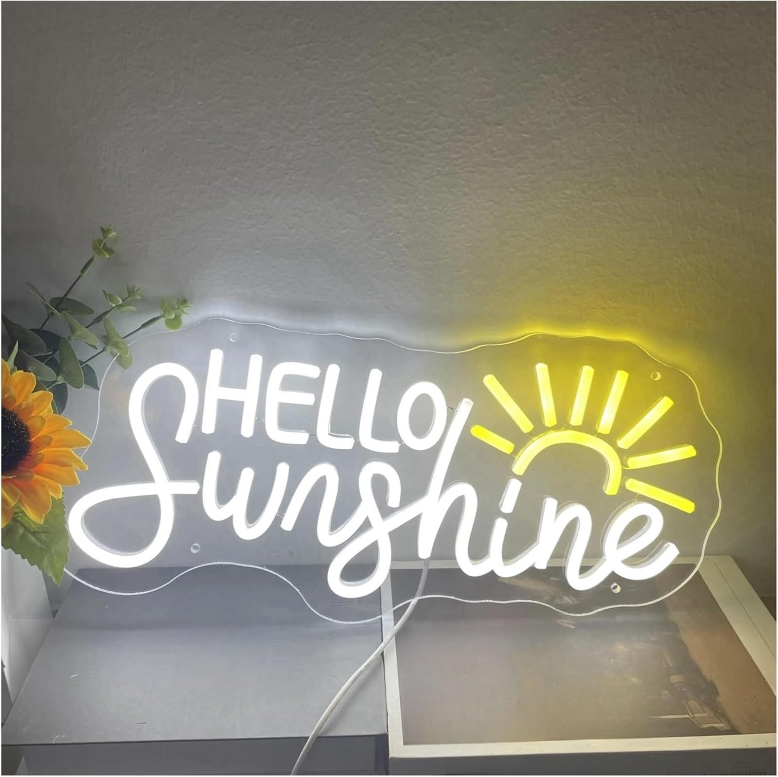 Wexxaii neon Light Sign for neon Lamp Hello Sunshine for Signs for Powered Adjustable 20cmx38cm