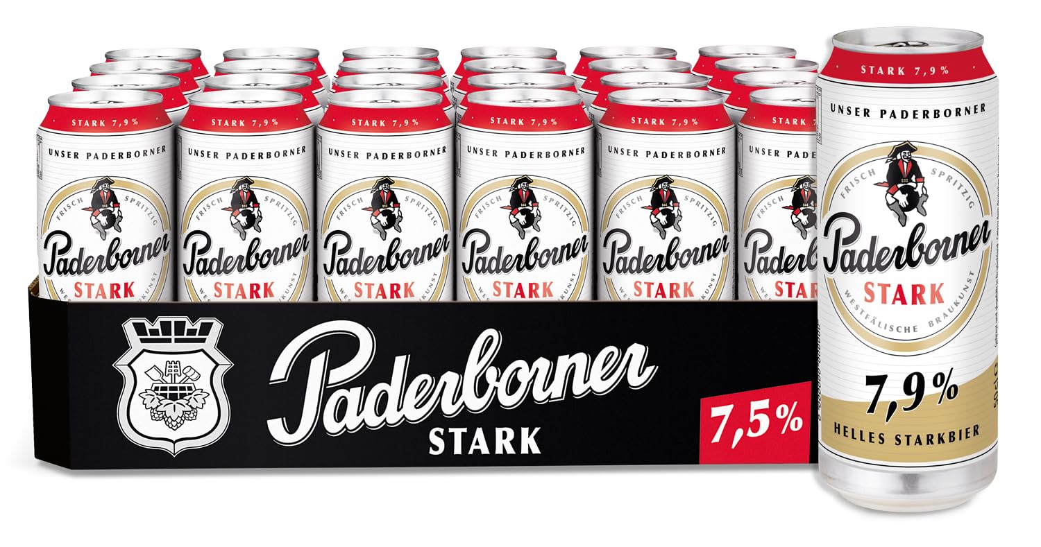 Paderborner Stark Bier, mild süffiges Helles Starkbier, Dosenbier EINWEG (24 x 0.5 L Dose)