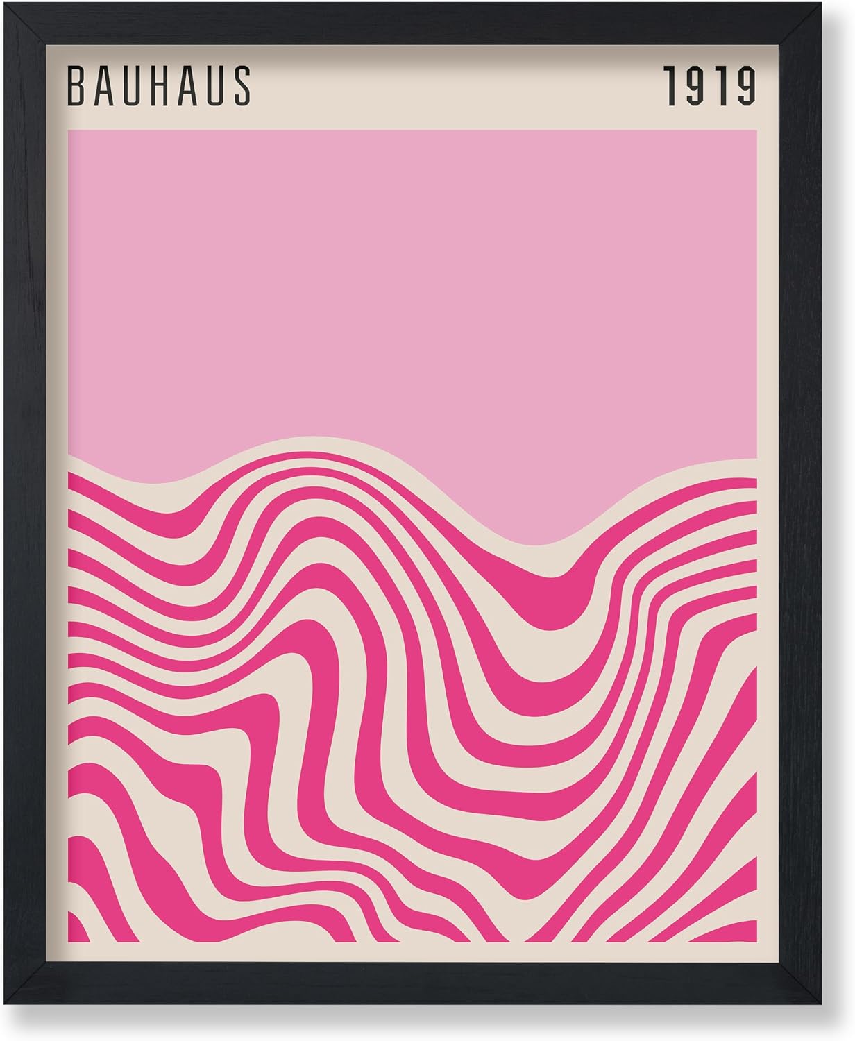 Poster Master Bauhaus Poster - Pink Waves Print - Abstract Art - Geometric Design - Chic Boho Art - Mid Century Modern Design - Contemporary Decor - Living Room or Bedroom Wall Decor - 8x10 UNFRAMED Wall Decor