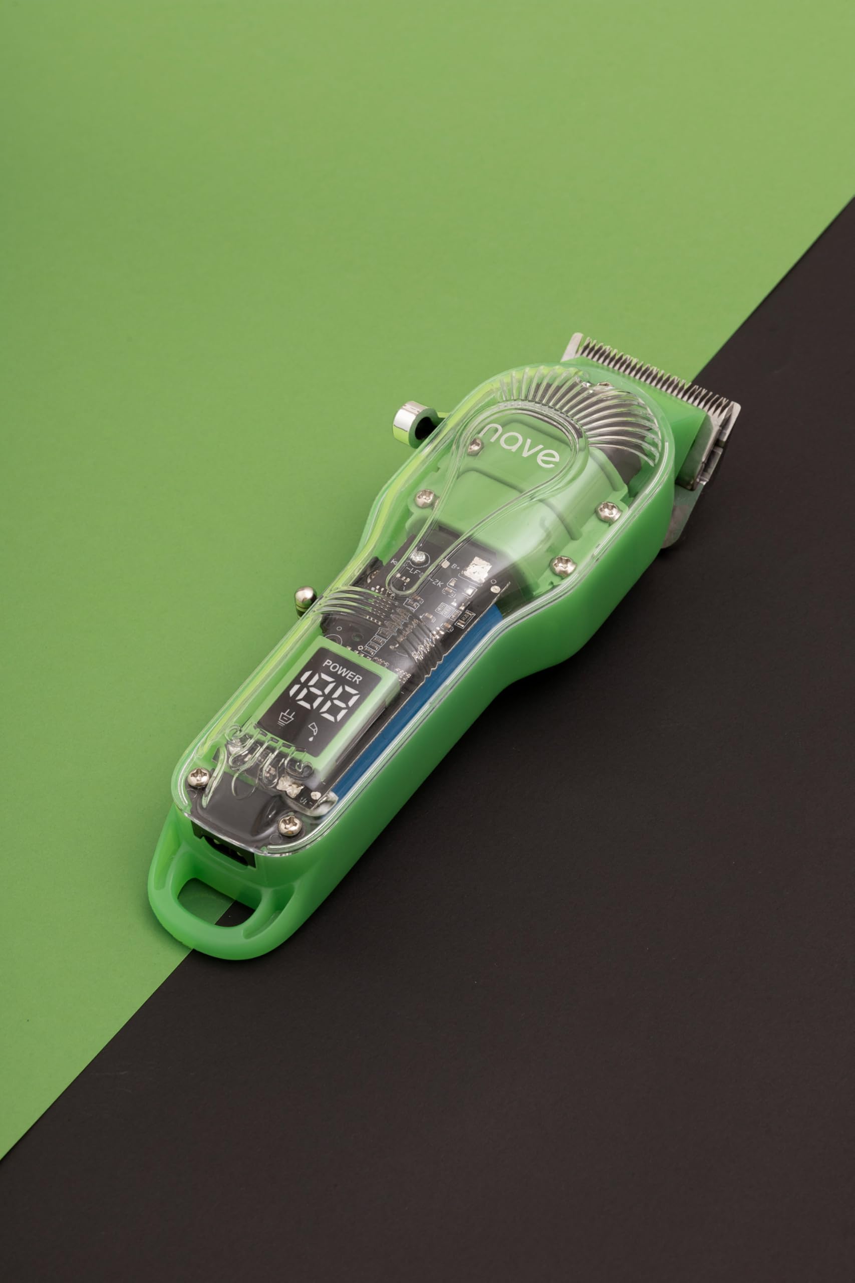 Nave Tagliacapelli senza fili per uomo, tagliacapelli professionale a T a distanza zero, ricaricabile, display LCD, lama regolabile e pettini, uso domestico e barbiere (verde)