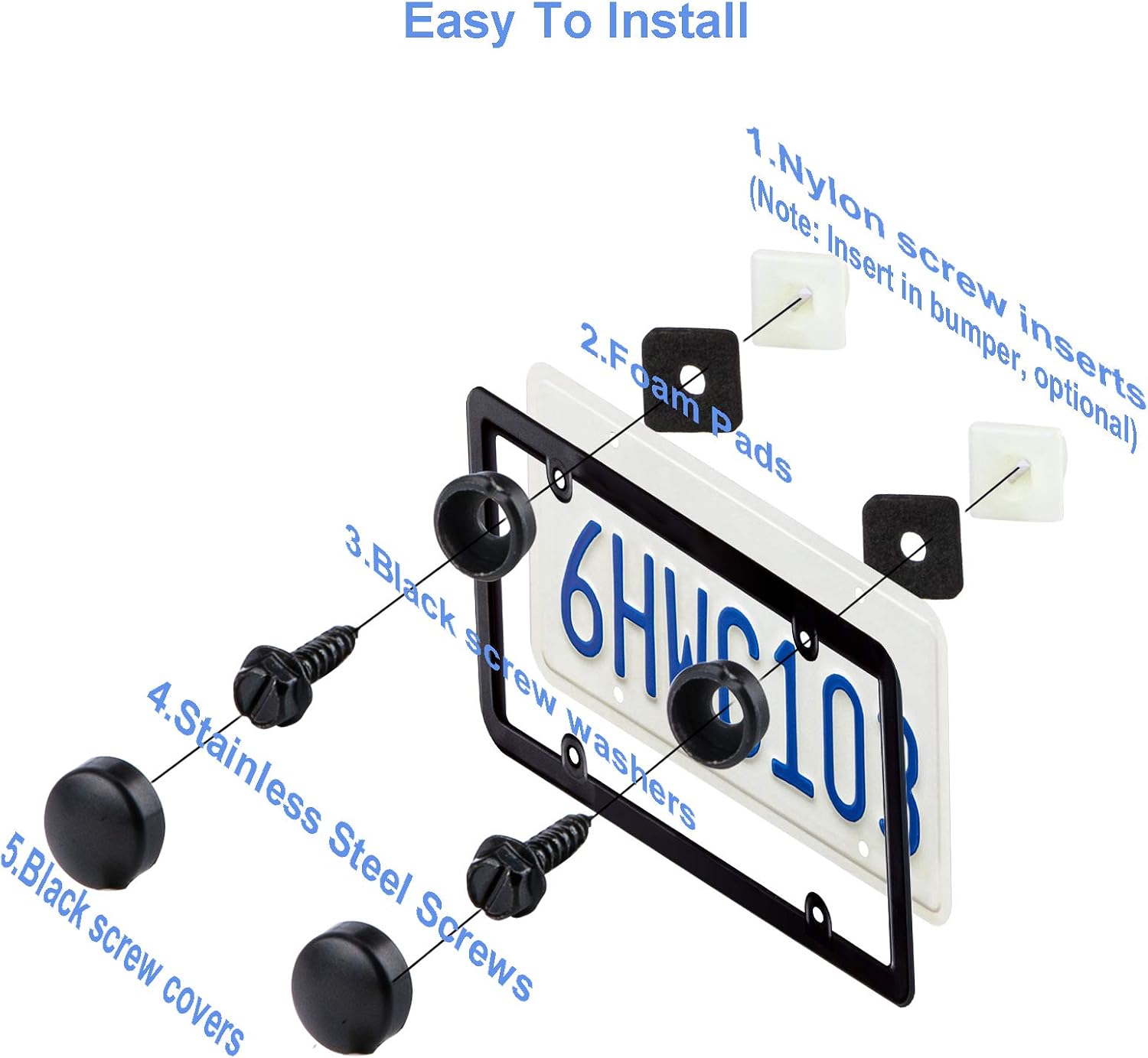 8 Sets Premium Stainless Steel License Plate Screws Kit, Rust-Proof & Anti-Rattle License Plate Bolts(Black) image 4