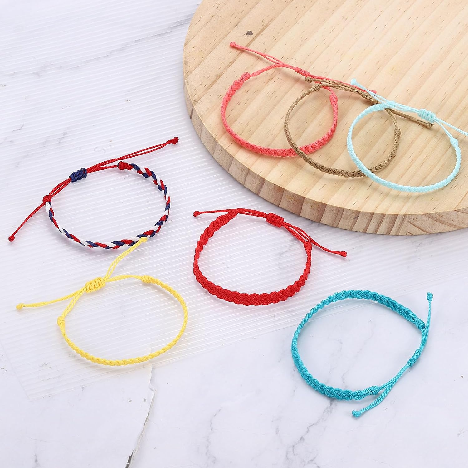 MECCANIXITY Braided Rope Bracelet, Adjustable Woven String Bracelets Summer Beach Ankle Handmade String