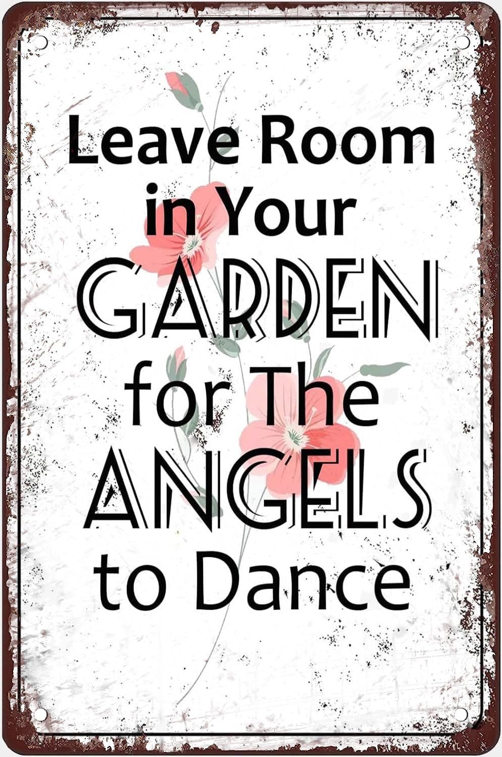 RNUMLIGH Angels Dancing In Garden Metal Tin Sign Rustic Outdoor Decor For Yard Patio Farmhouse Vintage Wall-Art 8 X 12 inch