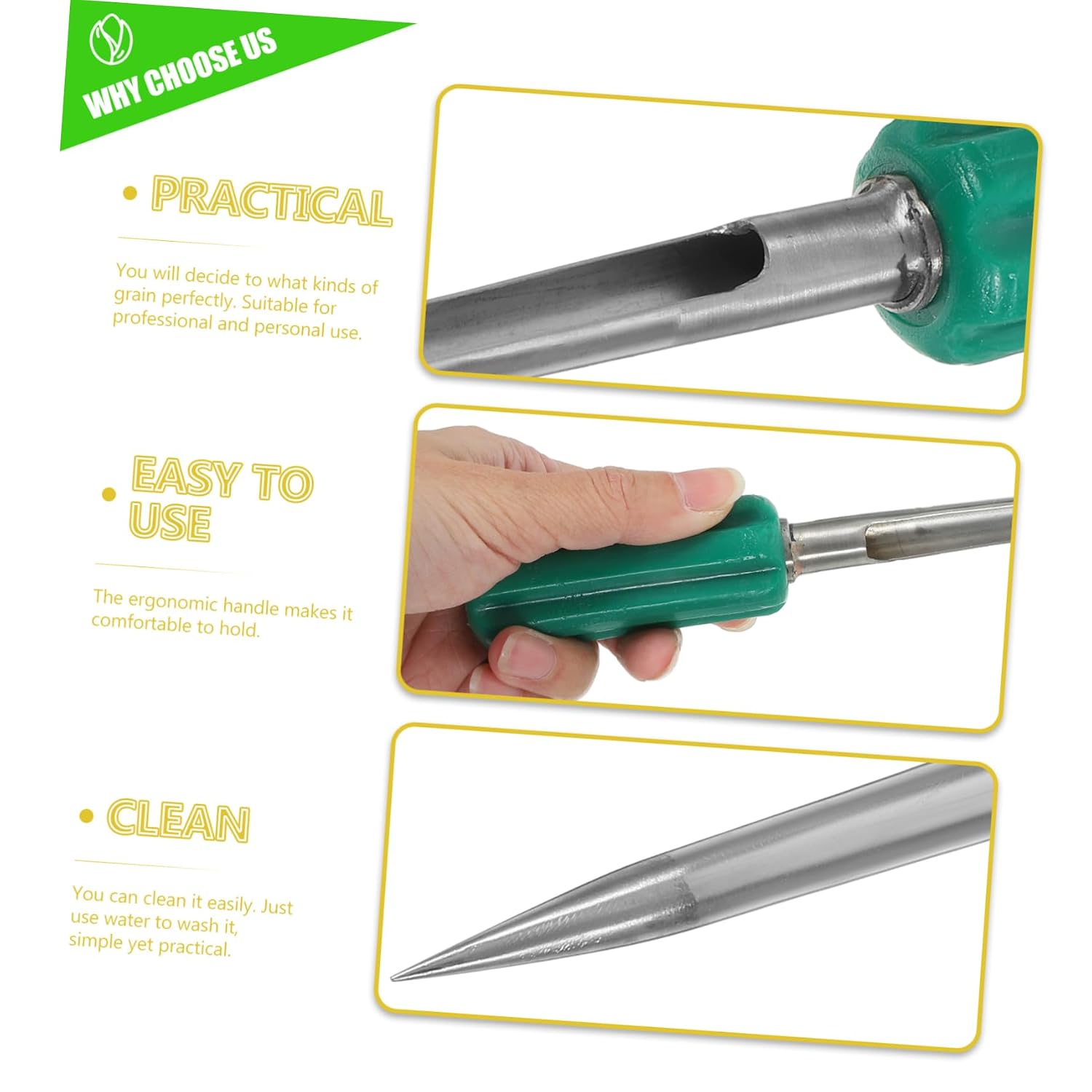 ABOOFAN Wheat Soil Sampler Probe Reusable Stainless Steel Grain Sampling Tool for Powders Granules Solids Portable Cereal Probe for Agricultural Experiments