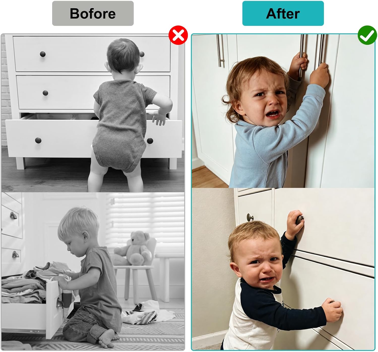 10 Pack Baby Proofing Cabinet Locks - No Drilling Required Child Proof Locks for Cabinets, Drawers Easy Installation Safety Reusable Childproof Cabinet Locks (Style 1)