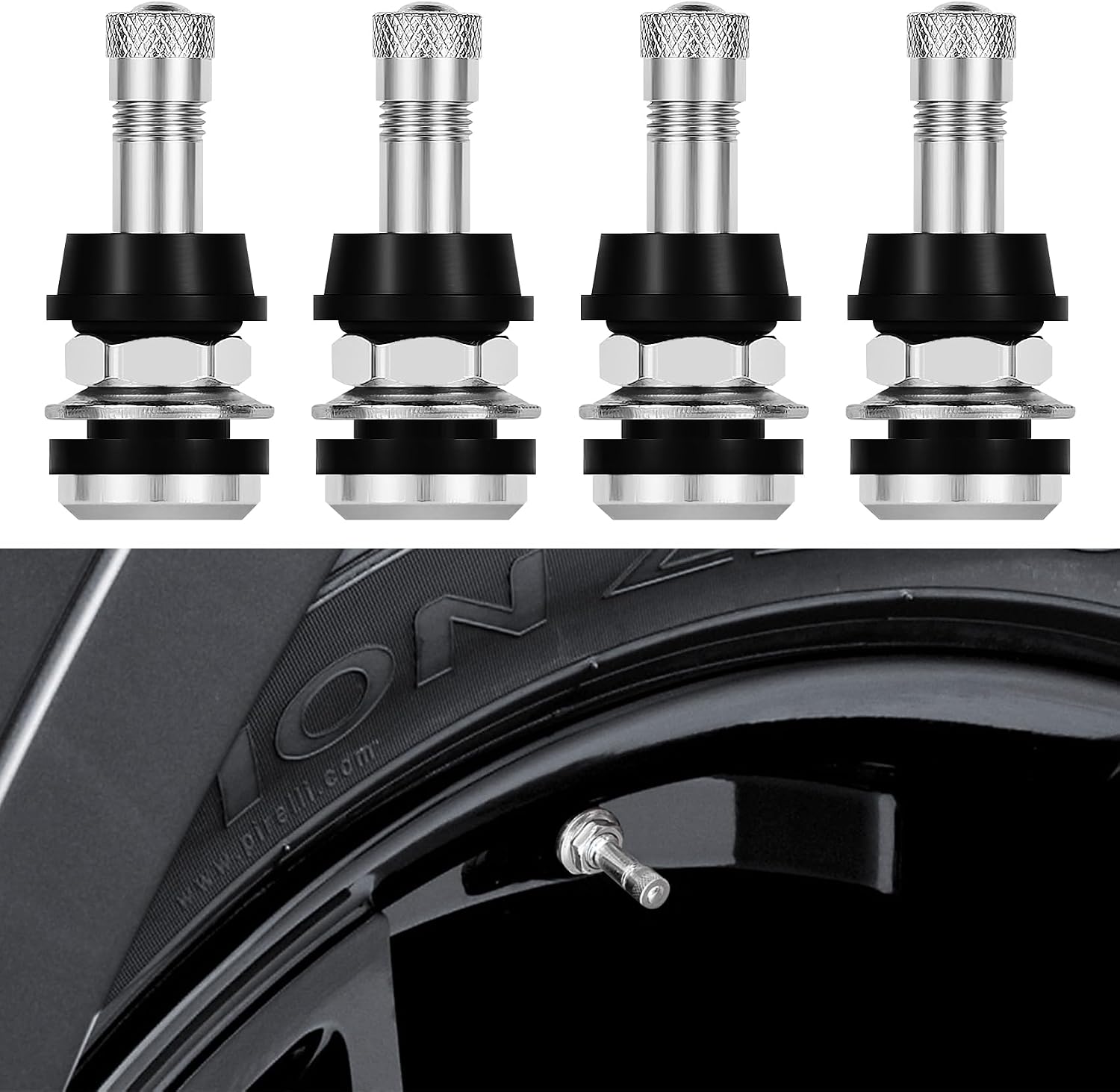 4PCS TR416 Metal Valve Stems, Tubeless Tire Valve Stems, High Pressure Tire Valve Stem Outer Mount, Universal Valve Stem Tool Car Accessories Compatible with 0.453" and 0.625" Rim Hole