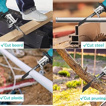 Reciprocating Saw Cordless for Makita 18V LXT Battery, Brushless Power Cordless Recipro Saw, 0-3000 RPM Variable Speed, Quick Easy Blade Change, 4 Blades for Wood/Metal/PVC Cutting(No Battery)