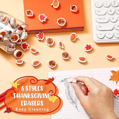 Miniatura 3 de Mini borradores de bellota para Acción de Gracias, hojas de arce, recuerdos de otoño, papelería, para aula, lindos borradores divertidos, borradores