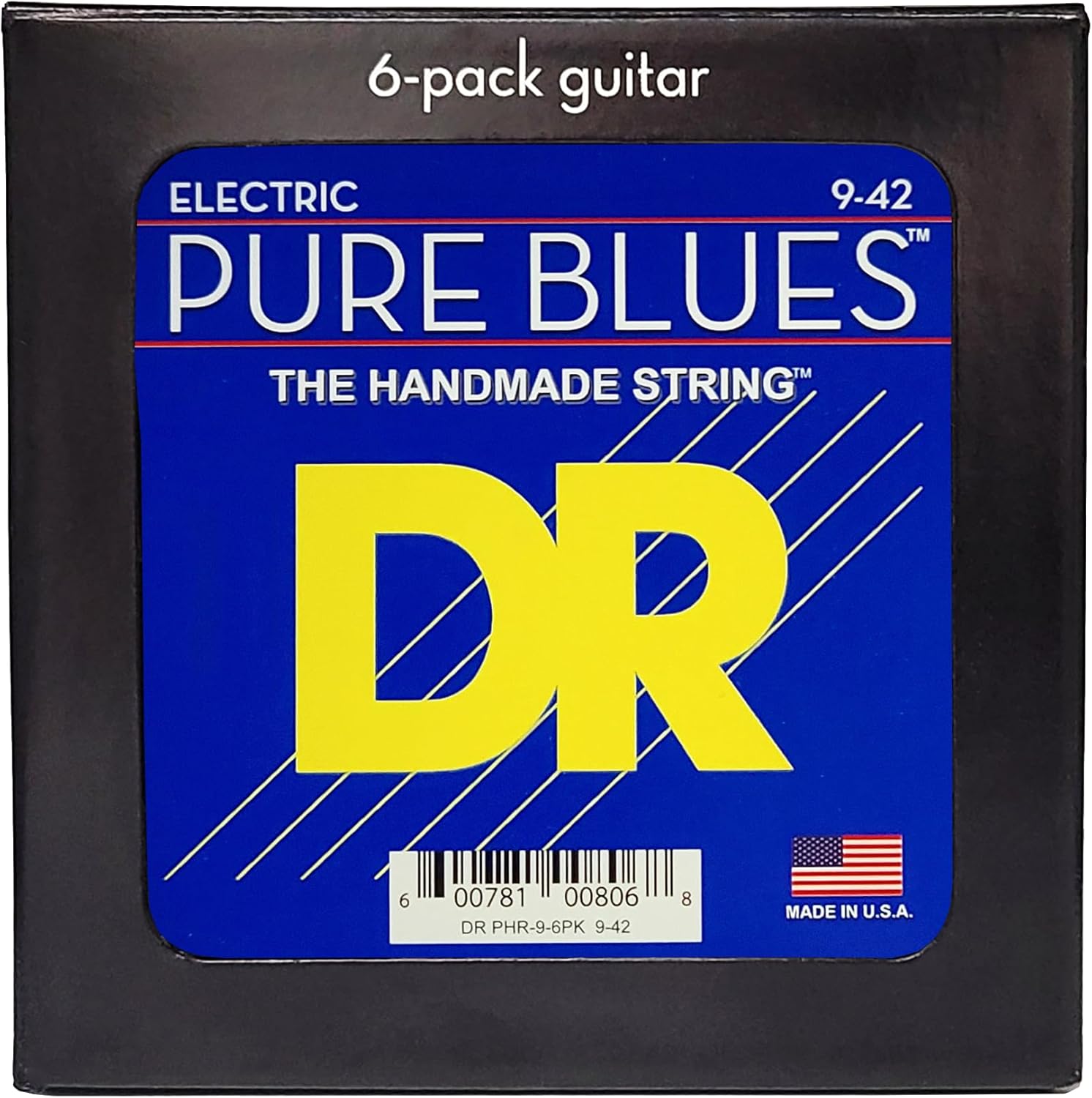 DR Strings PHR-9-6PK Pure Blues Pure Nickel Electric Guitar Strings - .009-.042 Light, 6-pack