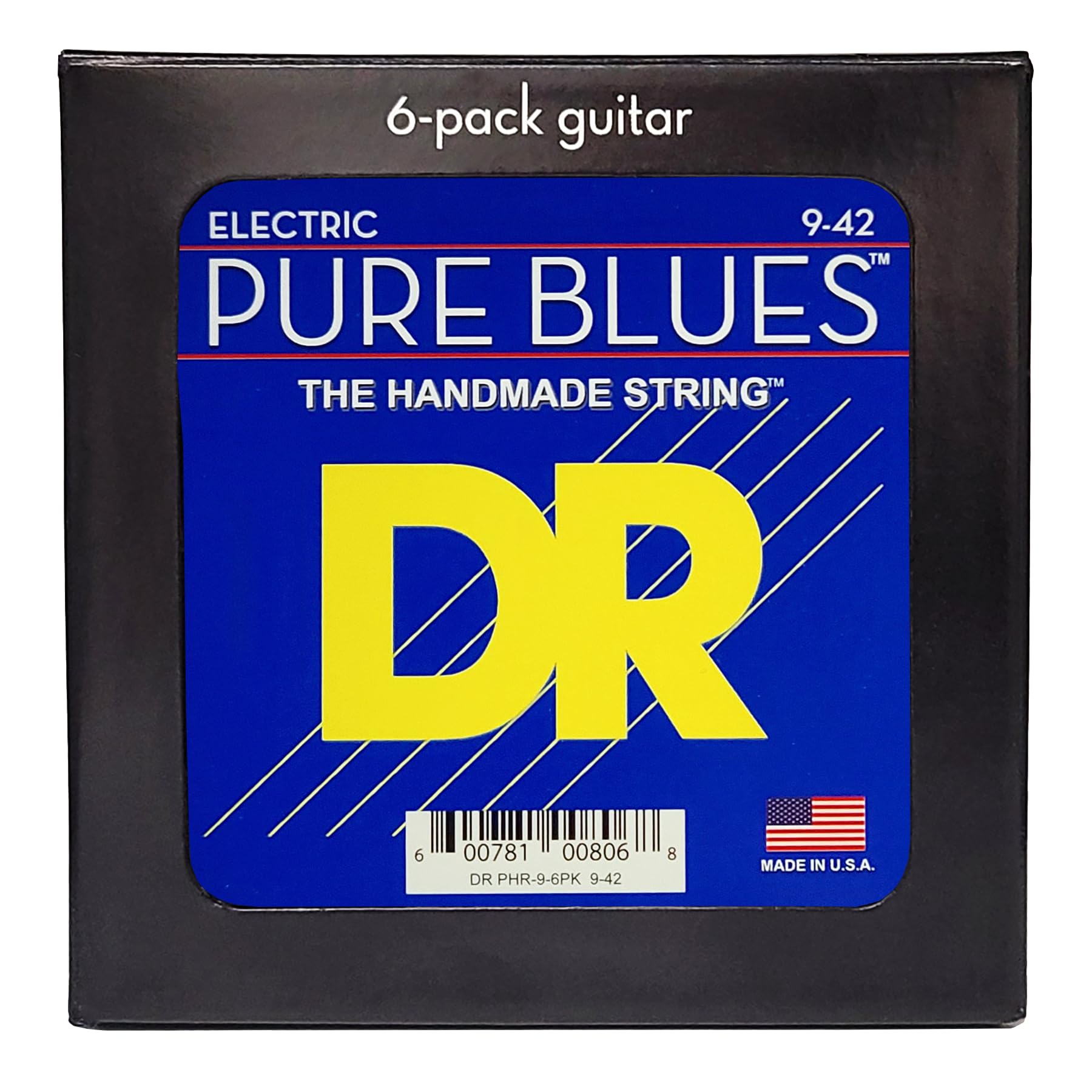 DR Strings PURE BLUES Series Electric Guitar Strings - Light 9-42 (6 Pack)
