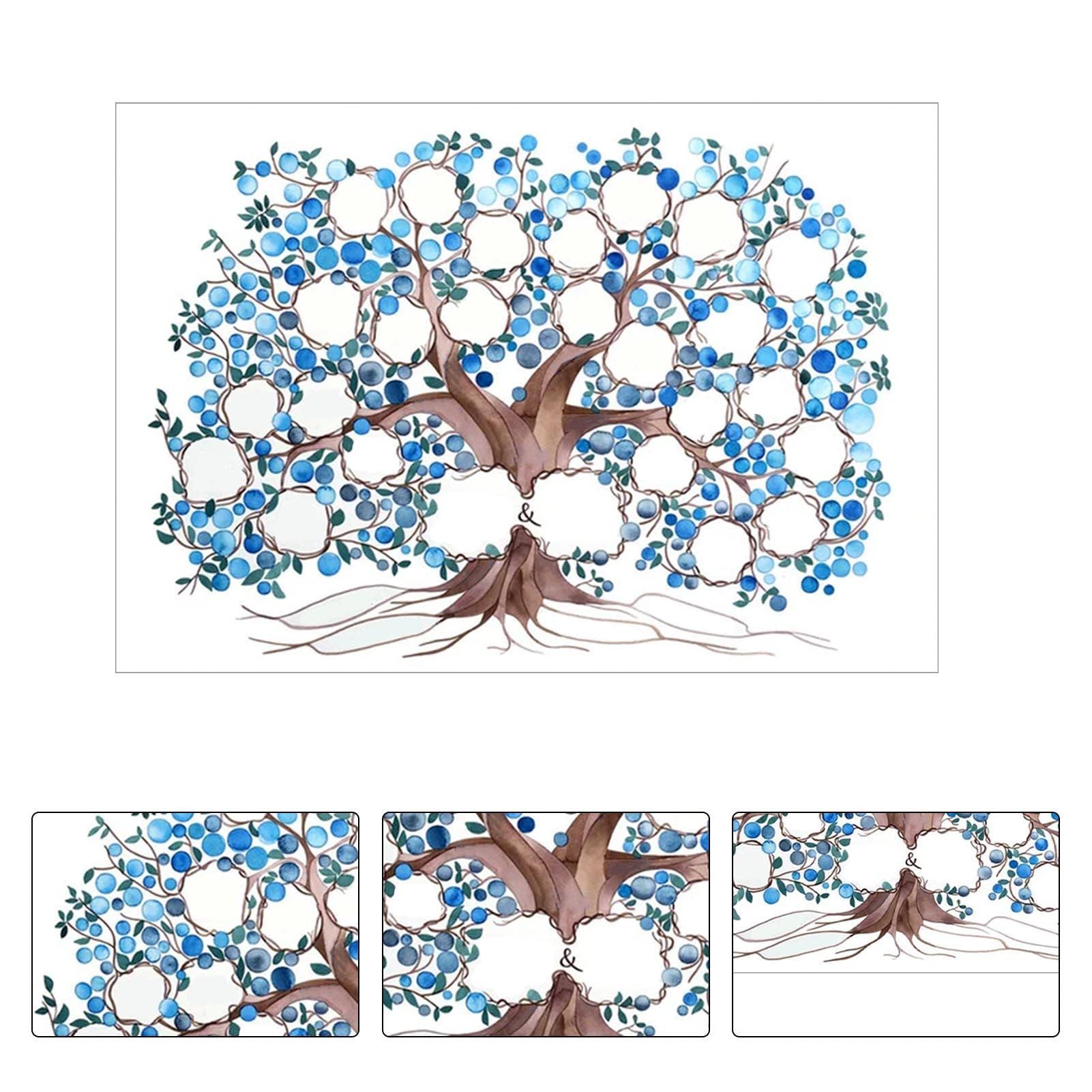 Cartel del árbol genealógico,Precioso Pared Genealógico - Regalos del árbol genealógico Familia Dibujo Acuarela Genealogía Imagen Paño bricolaje para niños ayores