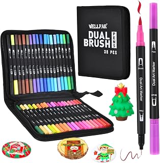 Coloring Markers for Adults/Teens/Kids, Dual Tip (Brush/Fine Point) Art Marker No Bleed/Non Bleeding, Gel Acrylic Paint Pen Set for Coloring Books,Sketching,Drawing,Rock Painting,Journaling. 36 Colors