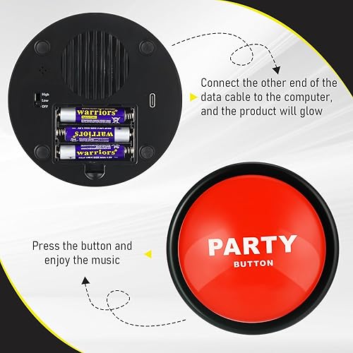 Miniatura 3 de 2 botones de música para fiesta de baile de los años 30 para el aula, 30 botones de sonido divertidos para juguetes de oficina, regalos novedosos y