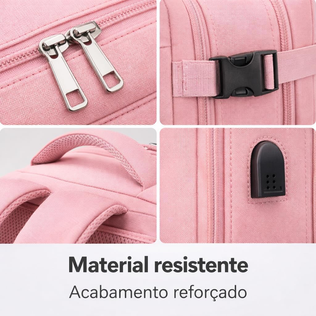 Mochila de Viagem Expansível 40L, Bagagem de Mão 10kg, Impermeável, com Porta USB e Compartimentos Internos, para Escola, Trabalho e Notebook Mochila de Viagem Expansível 40L, Bagagem de Mão 10kg, Impermeável, com Porta USB e Compartimentos Internos, para Escola, Trabalho e Notebook
