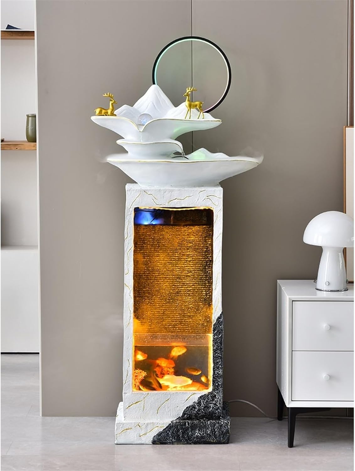 屋外噴水 シンプルな噴水床装飾、リビングルーム中庭水族館循環水機能、オフィス装飾(L)