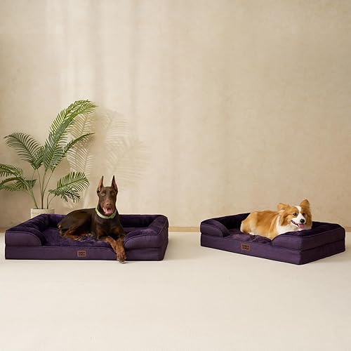 Miniatura 37 de EHEYCIGA – Cama ortopédica mediana impermeable para perros medianos, de espuma viscoelástica tipo caja de huevos, con bordes elevados y base