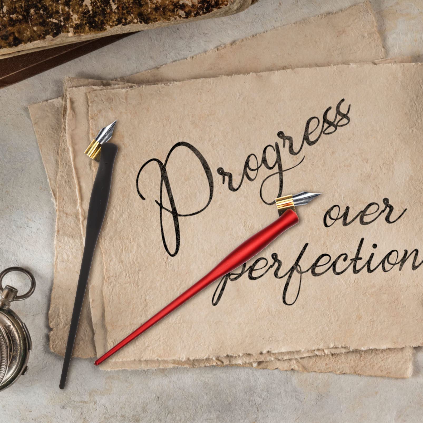 Amazon | Operitacx 2本セット 斜め書道ペンホルダー 書道ペンニブ付き