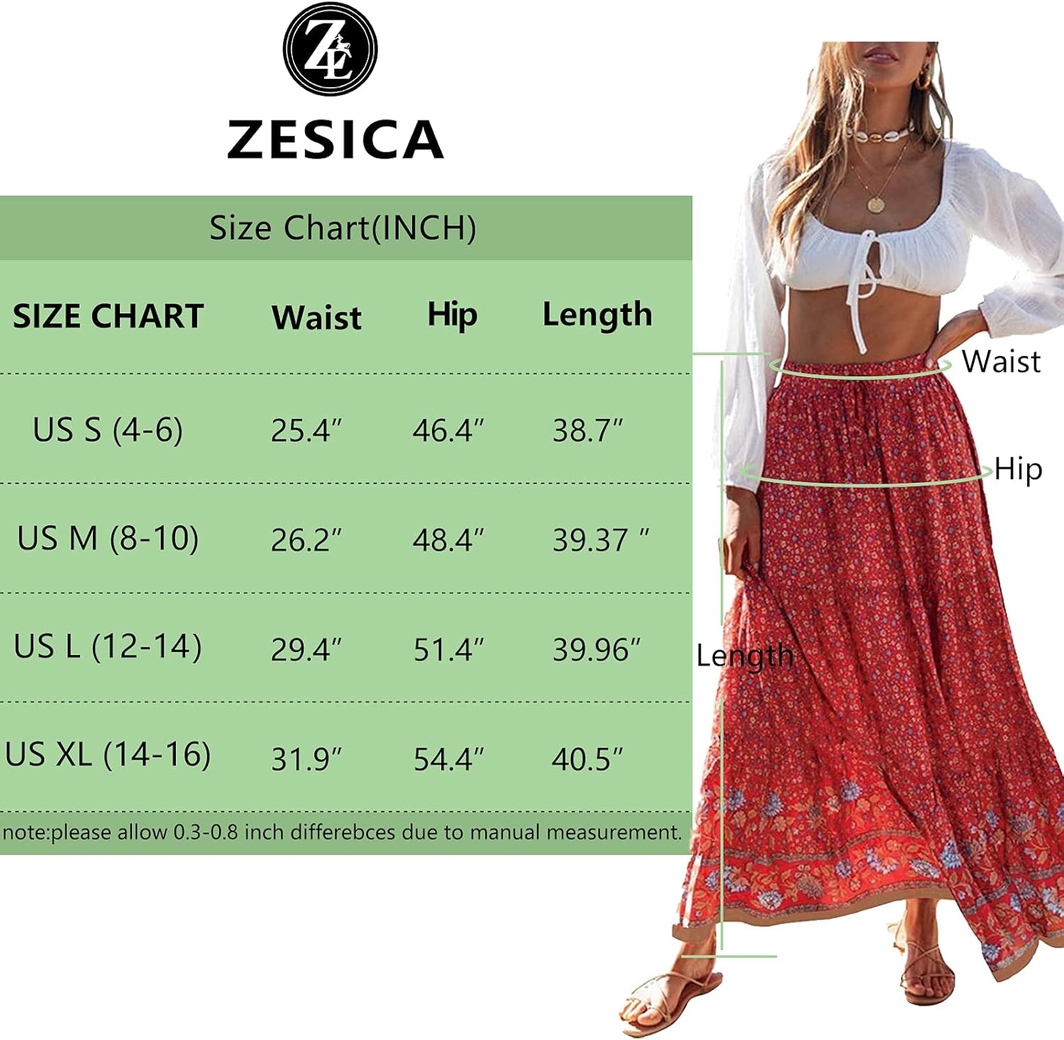 ZESICA Women's Bohemian Floral Printed Elastic Waist A Line Maxi Skirt with Pockets at  Women’s Clothing store