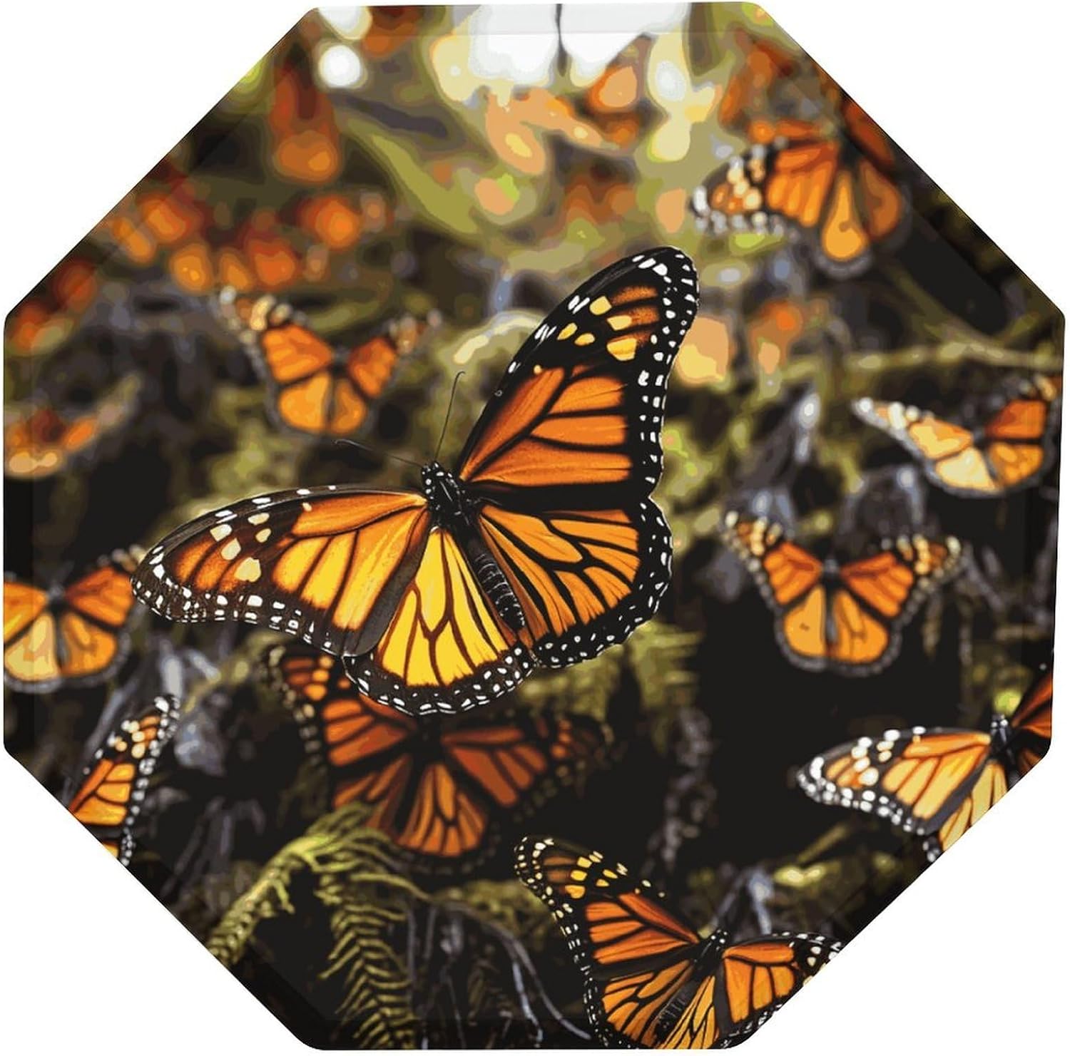 Ctagon Metal Sign for Home, Modern Display Plate for Kitchen, Orange Monarch Butterflies Plates Accent Hanging Wall Decorations 3PCS for Living Room, Bedroom, Hallway, Hotel