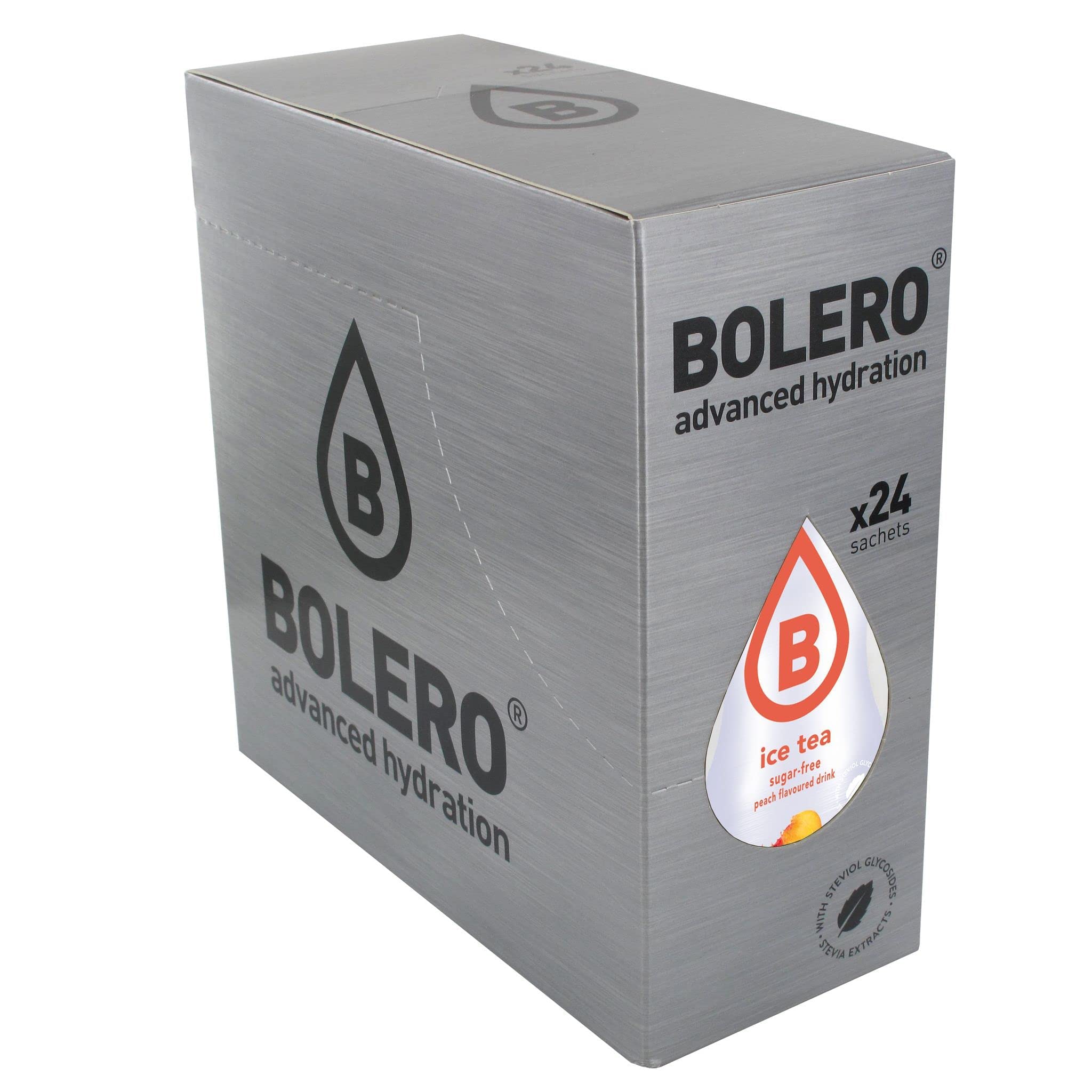 Bolero ICE TEA PEACH | 24 x 8 g I refrescante polvo sin azúcar endulzado con stevia | vitamina C | bebida saludable recomendada por diabéticos | sabor a té helado de melocotón