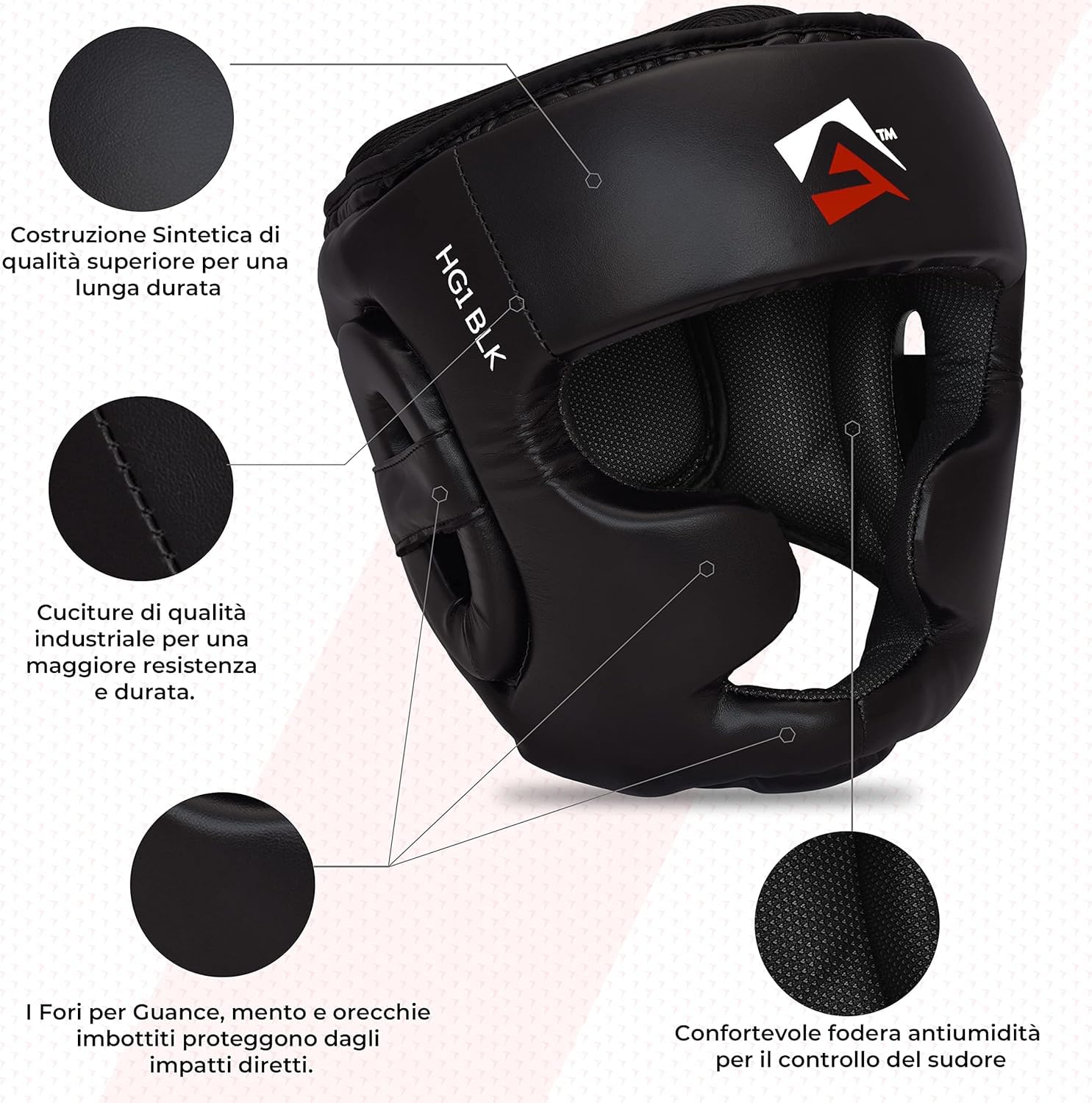 AQF Caschetto Boxe, CE Approvato Allenamento Casco Boxe, Muay Thai Casco Integrale, Pugilato MMA Head Guard, Protezione Boxe Caschi Arti Marziali Per Karate, Kick Boxing Training Casco Nero