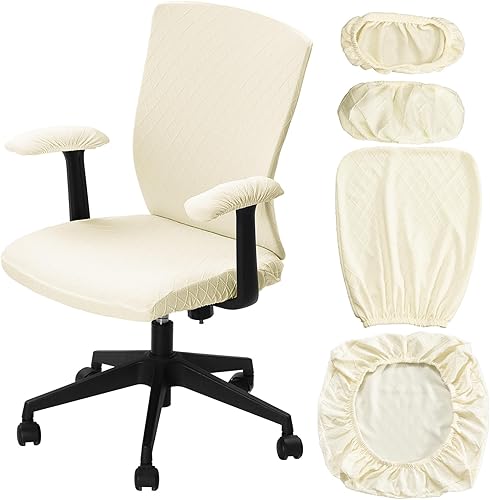 Tallew Juego de 4 fundas para sillas de oficina, fundas protectoras universales para sillas de computadora, fundas elásticas para reposabrazos