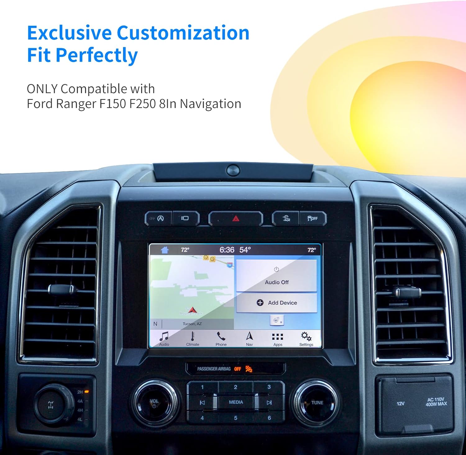 zzdmdm screen protector for 2015 2022 ford f 150 f150 xl f 250 f 350 f 450 super duty 8in sync2 sync3 navigationtempered glass protector hd clear 9h h