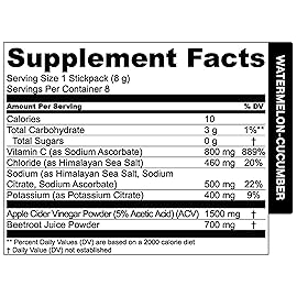 Essential Elements Hydration Packets - Watermelon Cucumber - Electrolytes Powder No Sugar - Electrolyte Drink Mix - Superior Hydration with ACV & Vitamin C - 50 Stick Packs