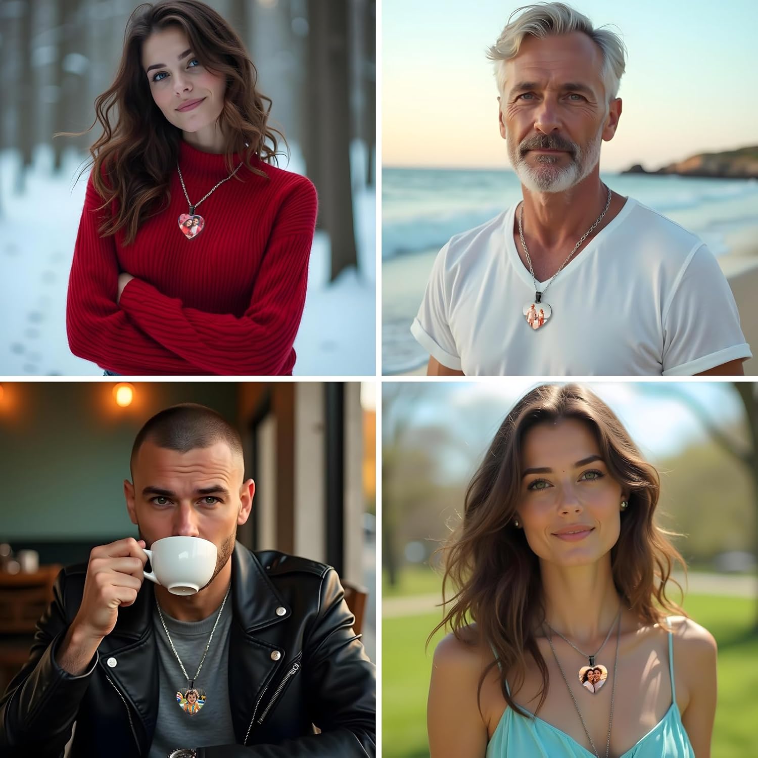 Picture Necklace Personalized Photo, Custom Necklace for Men Customized Engraved Necklace with Photo Text Memorial Gifts for Women Dad Mom - Image 5