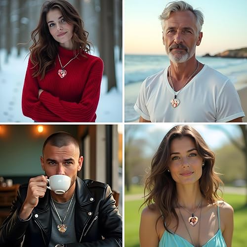 Miniatura 5 de Collar con Foto Personalizada, Collar Personalizado para Hombres, Collar Grabado Personalizado con Foto y Texto, Regalos Conmemorativos