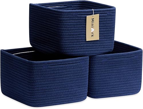 Miniatura 8 de Cesta de almacenamiento pequeña para organizar  Cestas de almacenamiento de armario con estantes de cubo  Cesta de bebé de 9.7 x 9.7 x 7.1 pulgadas