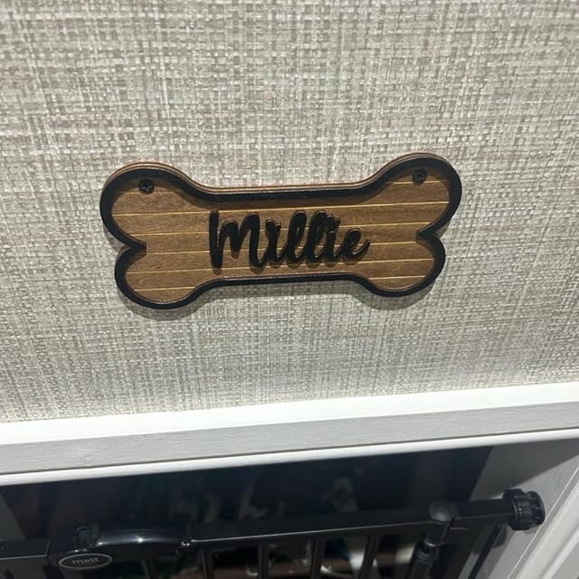 Foto 2 de 8 de Letrero personalizado de jaula, letrero de perrera de perro, etiqueta de madera personalizada para mascotas