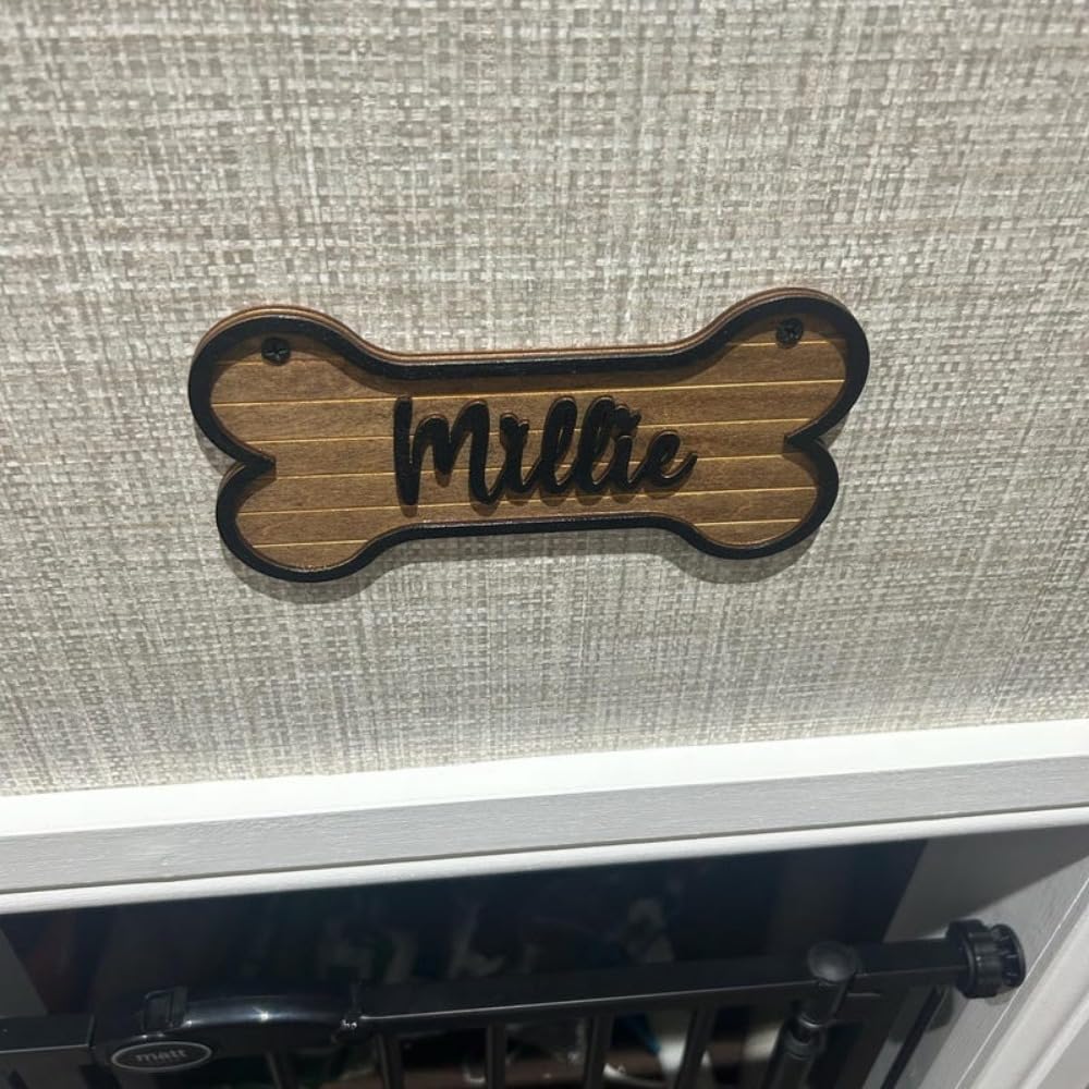 Cartello personalizzato per gabbia, cartello per cucce per cani, targhetta in legno personalizzata, targhe per camere per animali domestici, regalo per gli amanti dei cani (20 x 10 cm)