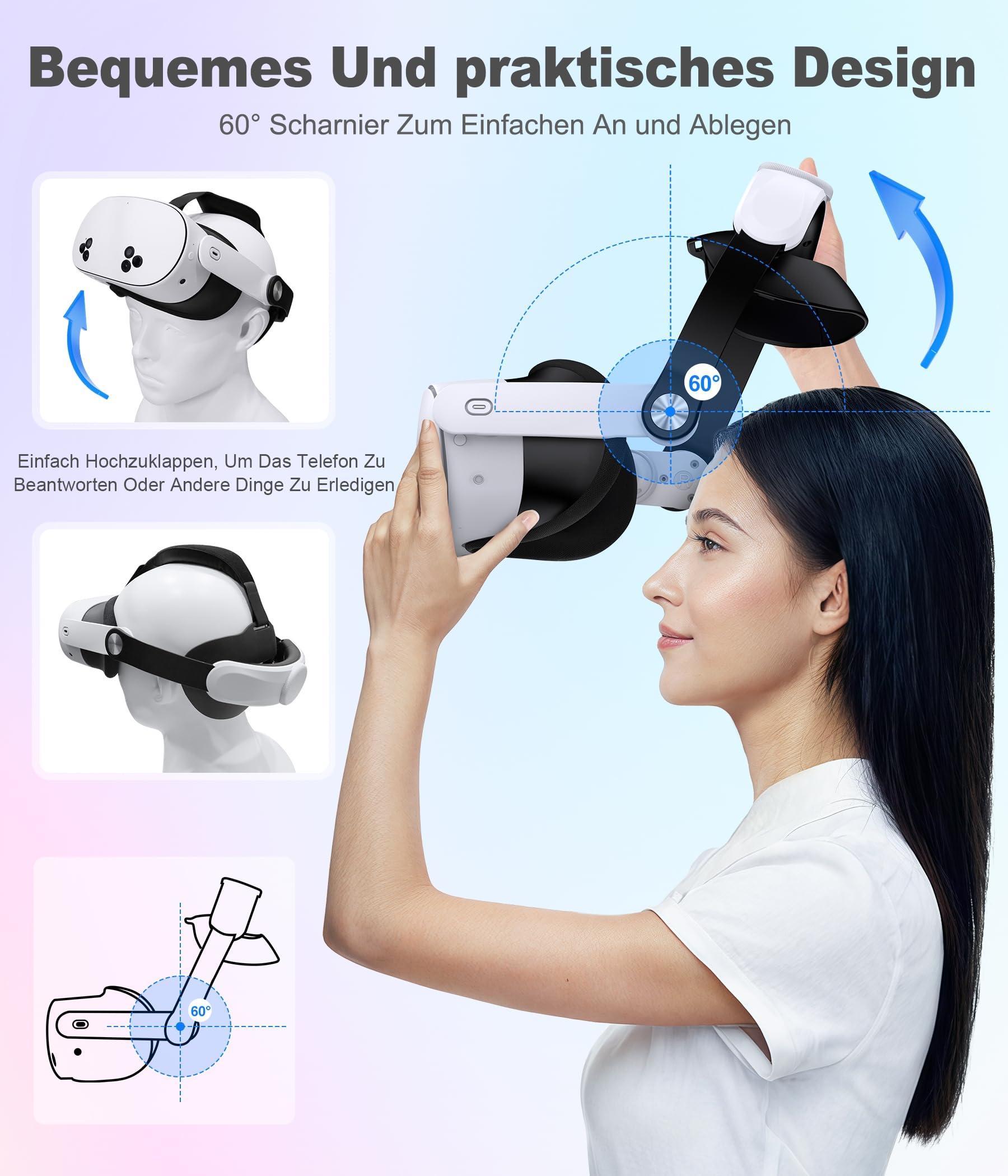 Headstrap leggero compatibile con Quest 3/3S/ Quest 2, comoda fascia magnetica VR per accessori Meta Quest 3/2, set di cinghie regolabili, supporto e comfort migliorati
