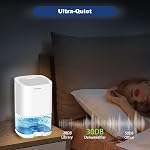 MADETEC Dehumidifiers for Home, Small Dehumidifiers 350 sq ft for Bedroom Basement Bathroom, Ultra Quiet & Auto Shut off 1000ml Dehumidifier with Handle (White)