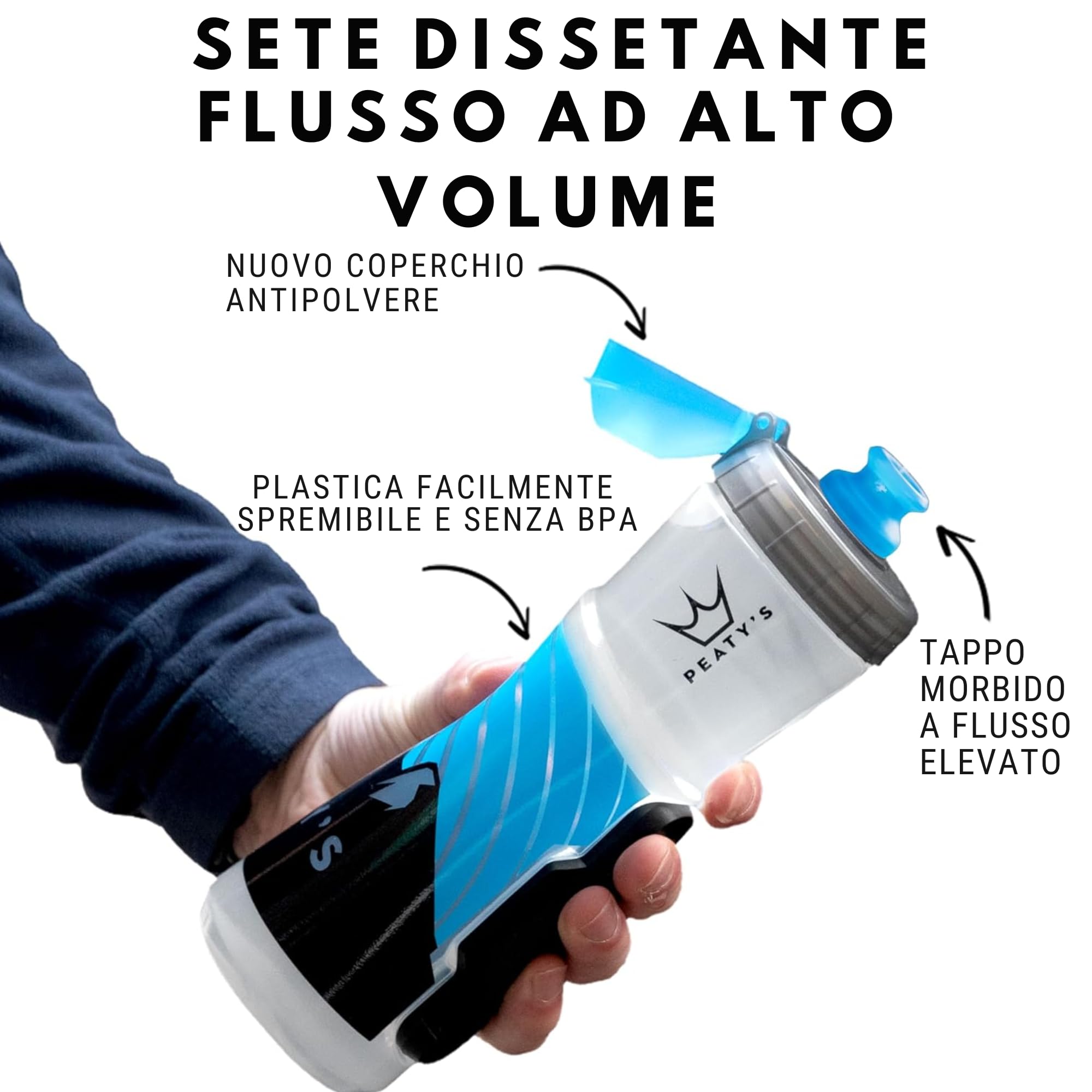 Peaty's Fidlock Lockin, borraccia magnetica da 450 ml per bicicletta, con supporto, accessori per mountain bike e ciclismo, alternativa di alta qualità alla gabbia, torsione e rilascio, trasparente