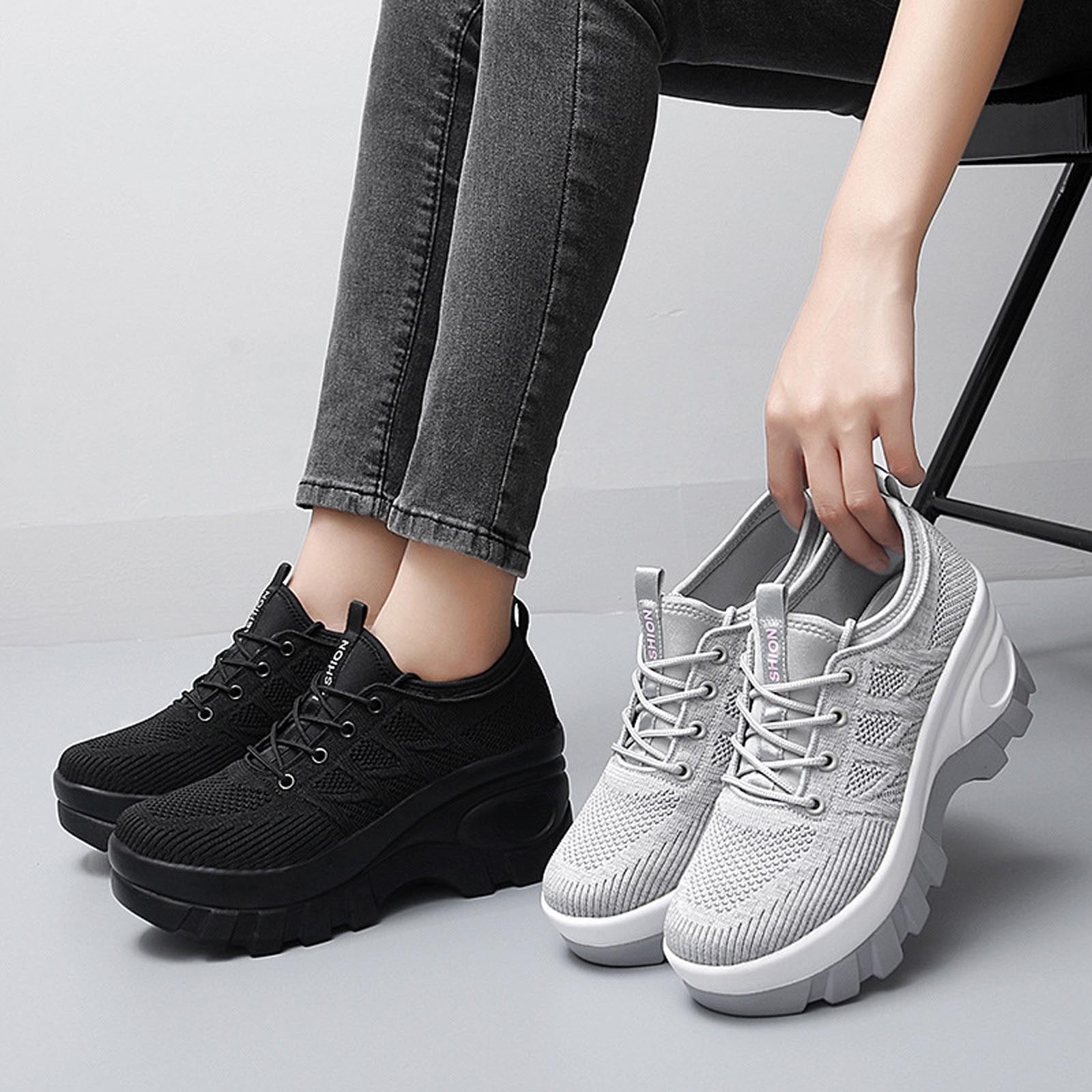 Zapatillas con Plataforma para Comodidad Diaria y Uso Casual al Aire Libre. Zapatos de Caminar de Suela Gruesa y a la Moda para Todo el día.