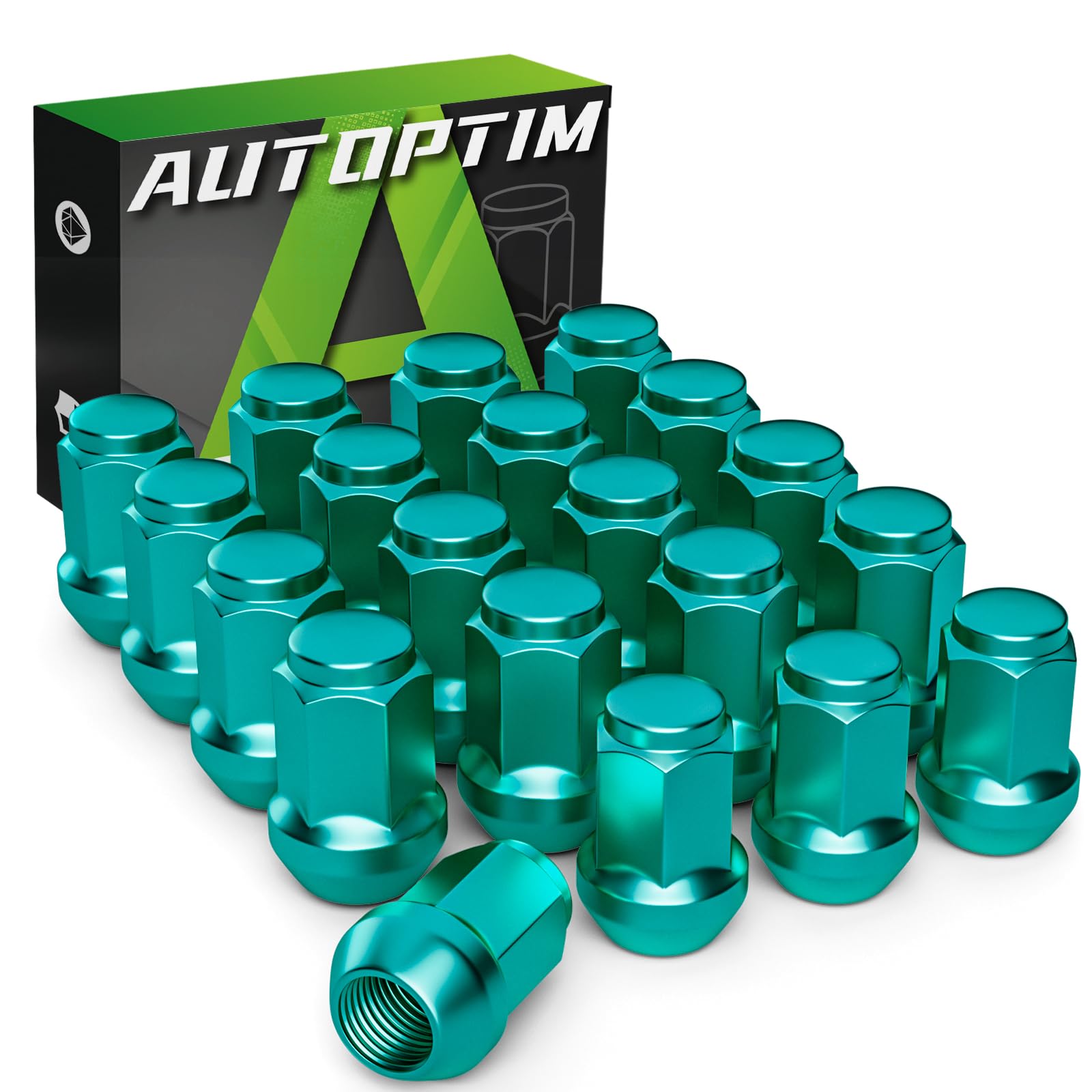 AUTOPTIM M12x1.5 Lug Nuts - 20Pcs Green Closed End Lug Nut, 3/4"(19mm) Hex